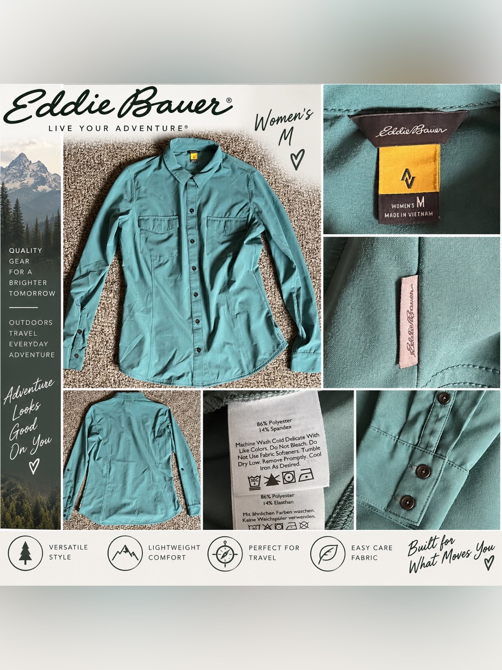 Eddie Bauer Teal Women's Button-Down Shirt